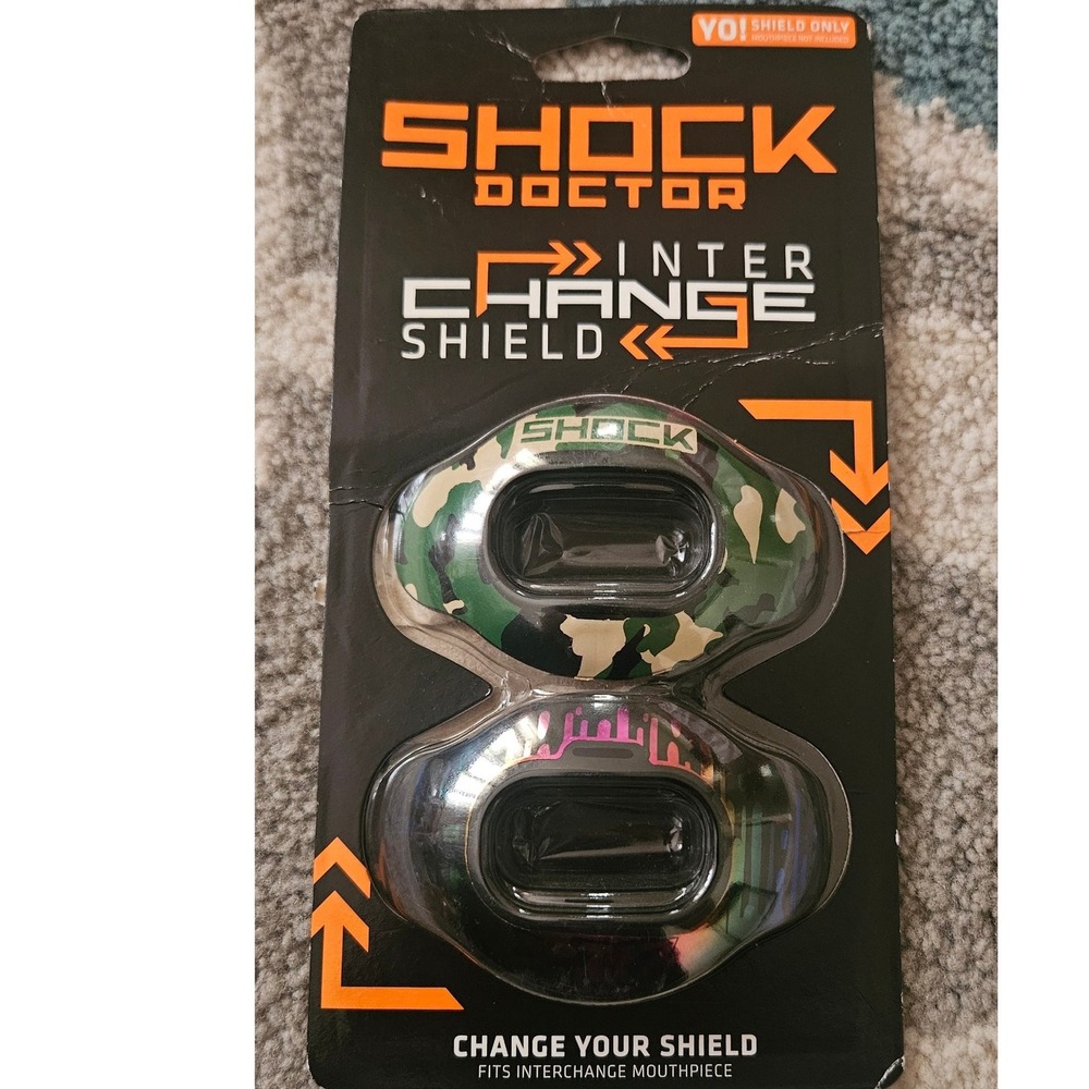 Shock Doctor Inter Change Shield Mouthpiece Lip Guard Camo‎ Gold New